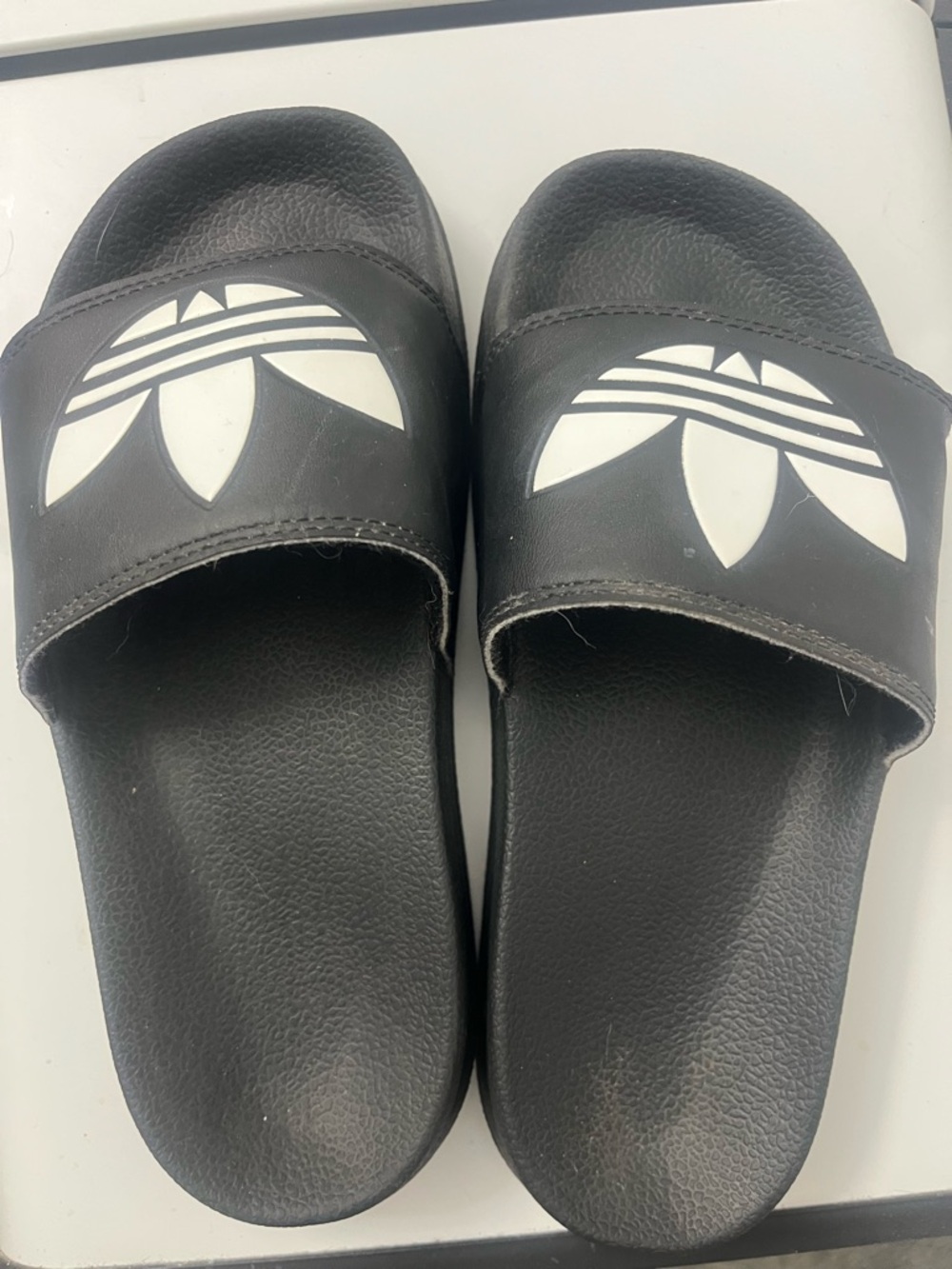 adidas unisex mens /womens/ kids Black Slides sandals with White emblem